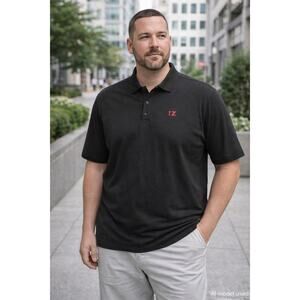 IZOD Mens Black Polo 2XL Red Logo Short Sleeve Preppy Golf Old Money Blokecore